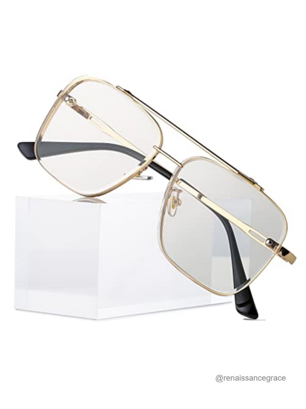 Oversized Square Aviator Sunglasses for Men Women Fashion Metal Frame Tinted